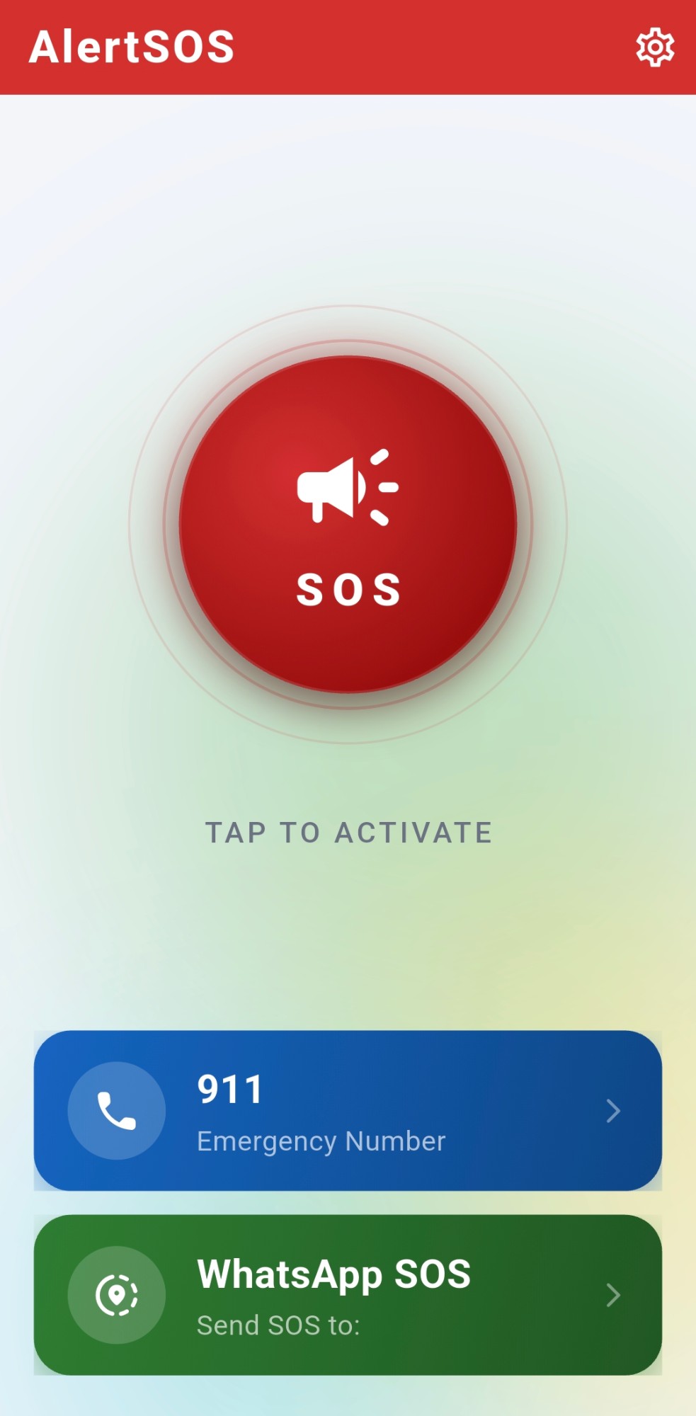 AlertSOS home screen