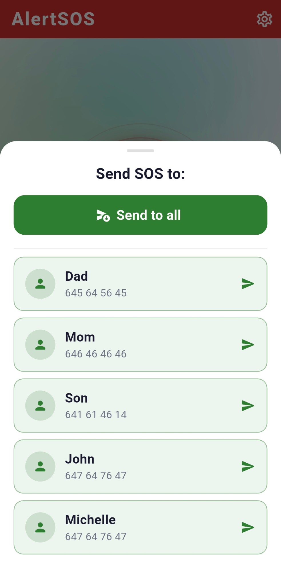 AlertSOS send SOS to contacts